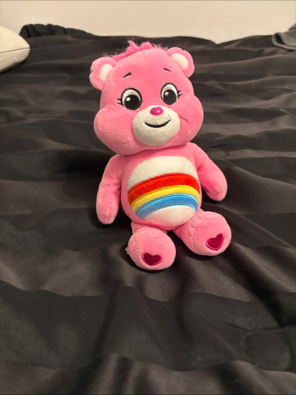 Cheer Care Bears Pink Plush with Rainbow Belly and Heart Paw Details
